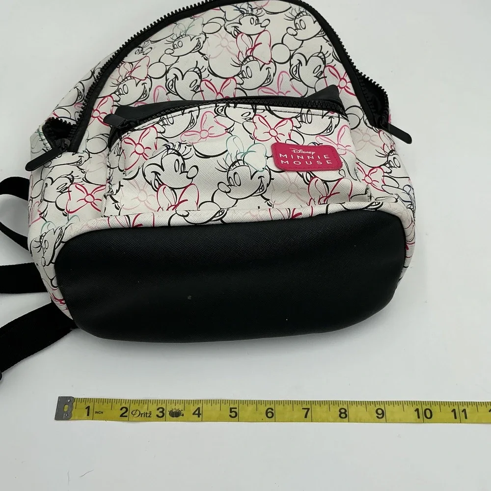 Disney Bioworld Minnie Mouse Mini Backpack White Sketch Print Faux Leather Bag